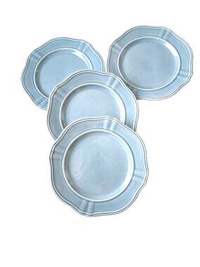 Set of FOUR Threshold Scalloped WELLSBRIDGE AQUA Salad Plate 8 1/4"